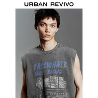 UR2025春季男装潮流坎肩做旧美式休闲印花破坏背心UMV450057