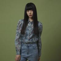 THE SEA LIFE 欧海一生 女士印花泡泡袖翻领衬衫
