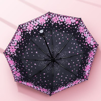 雨宝全自动雨伞 商务男士折叠太阳伞 晴雨两用伞 遮阳伞女 防晒小黑胶 （落樱）黑胶全自动伞