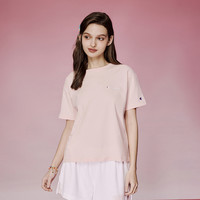 Champion冠军短袖T恤女士2025夏季纯棉圆领刺绣宽松休闲夏季 浅灰色 L