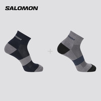 萨洛蒙(Salomon)男女款 户外运动休闲舒适透气跑步长袜子 EVASION ANKLE 2-PACK 深夜蓝 C26276 S