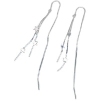 QUAMER镶925纯银星星耳线长款流苏耳环女气质耳链 银色