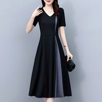 尤里卡 网红拼接大码女装胖mm短袖修身显瘦中长款气质连衣裙 夏季新款2024