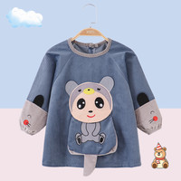 稚语轩 Zyuxuan 秋冬防水灯芯绒宝宝罩衣儿童长袖吃饭婴儿围兜男童反穿衣防脏饭兜