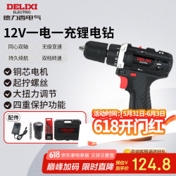 德力西 DELIXI 电气锂电钻多功能家用充电式手电钻ED-C1 一电一充12V