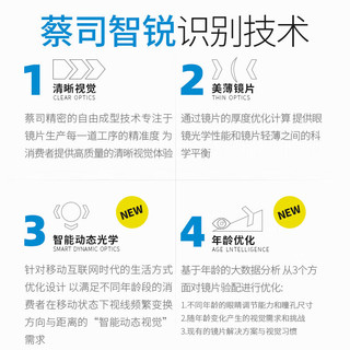 蔡司【免费蔡司原厂加工】Zeiss蔡司智锐镜片单光防蓝光近视眼镜2片装
