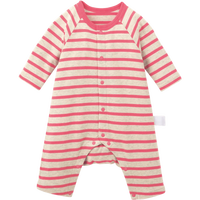 千趣会（SENSHUKAI）婴儿衣服连体衣春秋宝宝爬服纯棉透气长袖新生儿衣 樱桃粉(条纹) 73cm (70cm)