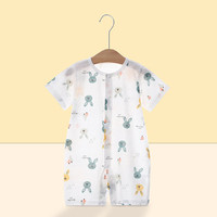 瑄妮薇婴儿短袖连体衣夏季薄款宝宝哈衣新生儿衣服排扣爬服千 三色兔 80cm