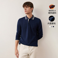 Navigare意大利小帆船男士POLO衫长袖24秋冬磨毛保暖T恤抗菌弹力男装 海军蓝 S 码