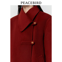 太平鸟年冬A型双面呢大衣红色高级大衣外套女A1AAD4336 暗红 S