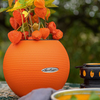 德国Lechuza自动吸水懒人创意圆球形状塑料储水桌面智能花盆 puro color 20 橘红色