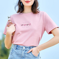 百图女装减龄短袖T恤圆领立体印花短款设计感上衣2024年夏季新款
