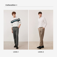 Navigare意大利小帆船磨毛休闲裤男秋冬季抗菌保暖小脚裤厚款弹力休闲长裤 凡戴克棕/白 码 40