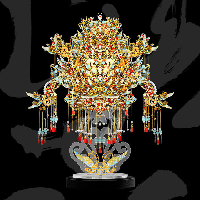 拼酷 九龙九凤冠 3D立体金属拼图手工拼图模型闺蜜结婚摆件 九龙九凤冠