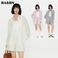 热爱如你 夏日凉感面料长袖衬衫+美背+短裤三件套