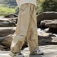 三点水 SAINT WATERS 2025夏季薄款工装裤阔腿裤防蚊抽绳裤男童女童纯色耐磨长裤