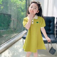 贝婴初短袖套装两件套女童夏季时尚女孩洋气夏款休闲短袖套薄款 Polo裙-米色 120