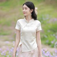改良新中式女装国风高端夏装2025白色衬衫短袖上衣 笈沪