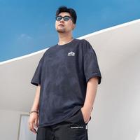 胖胖哥 加肥加大码时尚夏季宽松暗纹字母印花胖子轻户外薄款圆领男式T恤