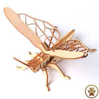 BURJUMAN 积木成人摆件木制木质多款昆虫动物立体3D拼图拼板玩具 蚱蜢