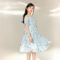 高级感公主裙女童裙子夏装儿童连衣裙中大童甜美花边袖晕染洋气