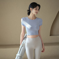 Ackdcs带胸垫瑜伽服上衣女紧身运动T恤专业跑步训练套装夏季 M