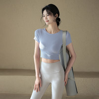 Ackdcs带胸垫瑜伽服上衣女紧身运动T恤专业跑步训练套装夏季 M