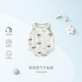 【7A抗菌印花连身衣】25新夏款三角爬无袖连体衣中性户外哈服