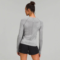 lululemon丨Swiftly Tech 女士运动长袖T恤2.0 *Race LW3DOBS 石板灰/白 L /10