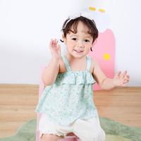 环保面料俏皮女宝宝吊带上衣婴幼儿衣服女童夏装清新