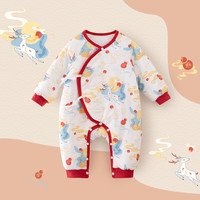 婴蓓依婴蓓依新生婴儿儿衣服连体衣棉保暖服喜庆宝宝拜年服新年衣服 洪福齐天