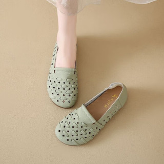 慕芹茹夏季2025平底时尚透气凉鞋女鞋 绿色 35 脚大脚宽拍大一码