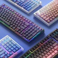 腹灵fl980 v2 pro无线蓝牙有线三模侧刻正刻98配列97游戏机械键盘 TTC快银轴V2 FL980三模-黑面-黑色等高线侧刻透光-全键热插拔