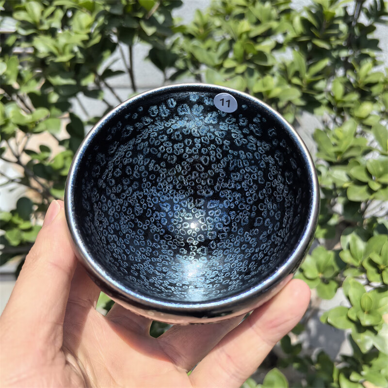 宋匠建盏茶杯主人杯陶瓷单杯茶盏个人高端喝茶杯物一图一盏 11号黑釉银斑规格8.7*5.6cm140ml