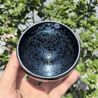 宋匠建盏茶杯主人杯陶瓷单杯茶盏个人高端喝茶杯物一图一盏 11号黑釉银斑规格8.7*5.6cm140ml