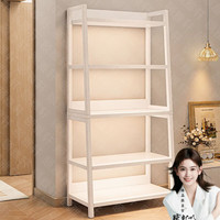 杞记 置物架 落地客厅卧室家用简约现代铁艺多层展示收纳架 三层 白色