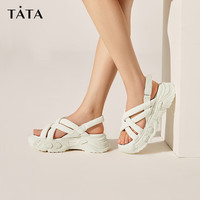 他她（TATA）厚底凉鞋女透气松糕猪笼鞋沙滩凉鞋WBQ01BL3
