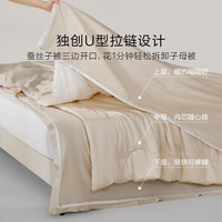 罗莱生活 LUOLAI 家纺 蚕丝被子100% 60支全棉A类【可水洗】桑蚕丝子母被 约6.8斤 【子母被】60支全棉桑蚕丝-金色 150cm*215cm