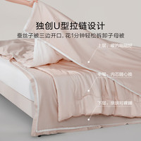 罗莱生活 LUOLAI 家纺 蚕丝被子100% 60支全棉A类【可水洗】桑蚕丝子母被 约9.8斤 【子母被】60支全棉桑蚕丝-粉色 200cm*230cm