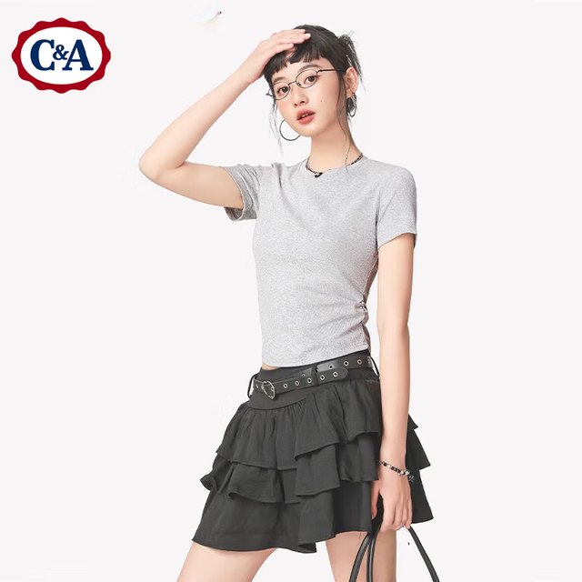 C&A 正肩假两件T恤 高克重210g！男女装5折专区任选！