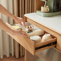 林氏家居餐边柜北欧原木风岩板置物架双层储物柜茶水柜子UL2T-A 1.2m餐边柜UL2T