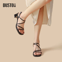 大东DUSTO/大东绑带凉鞋女2025夏季优雅简约高跟法式细带女鞋0009 米色 36
