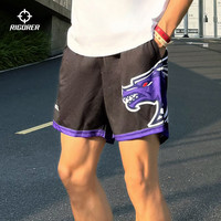 准者速干针织五分裤男夏季十二生肖薄款宽松休闲跑步运动篮球短裤 亥猪白蓝 4XL