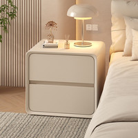 亿家木床头柜卧室2025轻奢高级感实木小型奶油风家用床头柜子储物柜 【实木+升级六代猫爪皮】浅灰色 整装 40x40x47cm