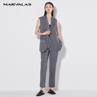 灰色西装裤女夏直筒显瘦九分裤烟管裤高腰职业感通勤裤