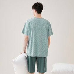 芬腾 睡衣男100%纯棉2025夏季薄款T恤运动外穿男士睡衣家居服