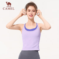 骆驼（CAMEL）假两件撞色运动背心女打底外穿服 Y25BATL6024 柔紫色/紫 XL 【女】6024，柔紫色/紫