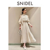 SNIDEL2025春夏优雅泡泡袖露肩收腰纯色雪纺连衣裙SWFO252193 橄榄绿
