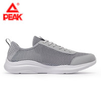 匹克运动鞋男 夏季透气健步鞋缓震耐磨男士跑鞋时尚跑步鞋子 白灰 39