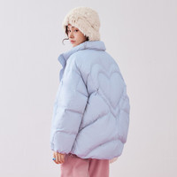 乐町小奶油面包羽绒服女冬季A字短款甜美风轻薄保暖外套 蓝色 L